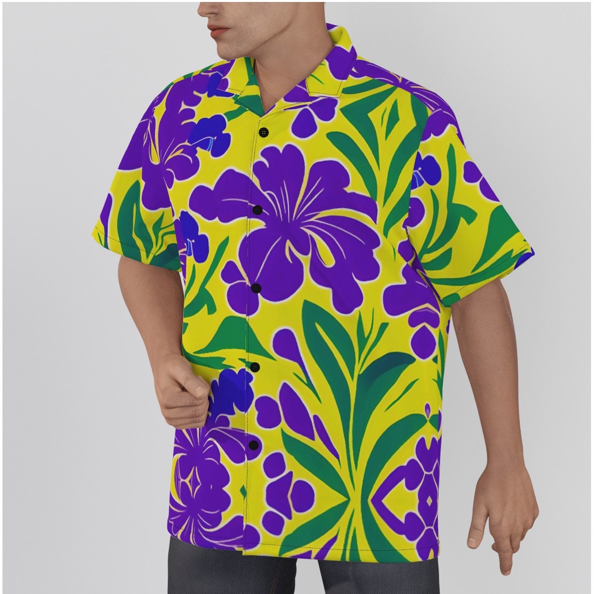 Hibiscus Bright Purple Yellow Aloha Hawaiian Shirt sold by Bhawana — free download