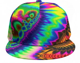 Gorra de béisbol psicodélica con efecto líquido, estilo camionero, para hip hop, rave, DJ, MC, unisex, ajustable, con cierre a presión, regalo, efecto mármol arcoíris, hippie, fractal.