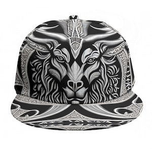 Silver Baphomet Ram Baseball Cap Trucker Hip Hop Rave Dj MC Hat Unisex OS Adjustable SnapBack Gift Satanic Occult Goth Rocker Gothic Black