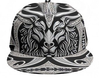 Silver Baphomet Ram Baseball Cap Trucker Hip Hop Rave Dj MC Hat Unisex OS Adjustable SnapBack Gift Satanic Occult Goth Rocker Gothic Black