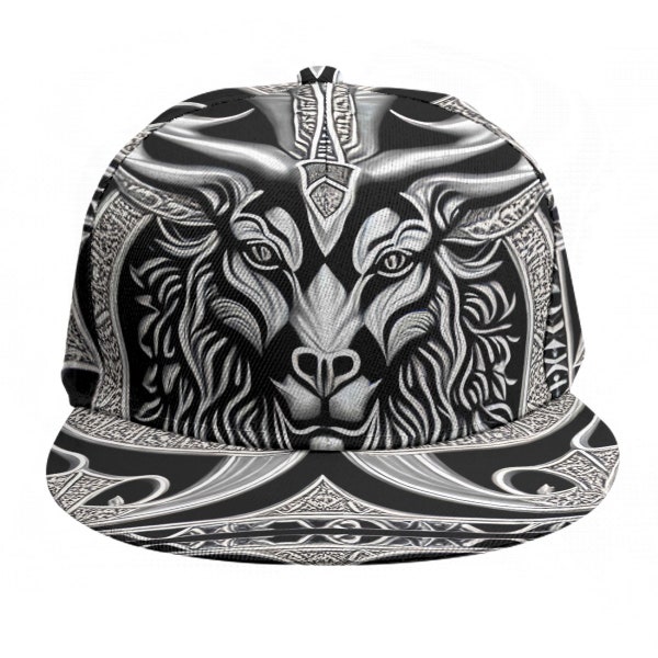 Argent Baphomet Ram Baseball Cap Trucker Hip Hop Rave Dj MC Chapeau Unisexe OS Réglable SnapBack Cadeau Satanique Occulte Goth Rocker Gothique Noir