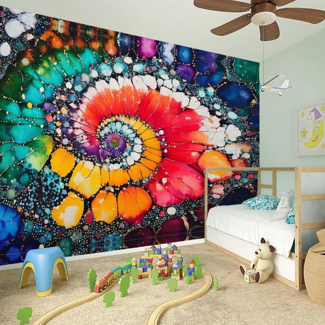 Spiral Tie Dye Wallpaper Peel and Stick, Vinyl Wall Mural, DIY Home ...