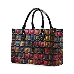Bolso de mano de cuero de lujo barroco, cartera con asa superior, bolso de mano de cuero de grano superior, bolso de mano de cuero genuino, bolso de hombro de alta costura, armadura de medallón rojo