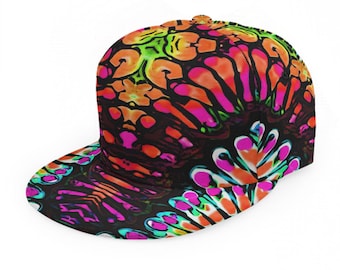 Psychedelic Trippy Hat, Tie Dye Cap, Red Black Baseball Cap