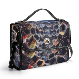 Cartera de piel auténtica con diseño de panal, cartera de piel, bolso de mano, bolso de hombro de alta costura de lujo, bolso de mensajero psicodélico espacial, cartera Nebula