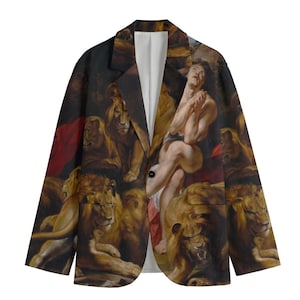 Rubens Daniel in the Lion’s Den Blazer Cotton Art Sport Coat Fine Art Gallery Jacket Biblical Menswear Baroque Painting Museum, Mens Gift