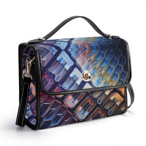 Cartera de piel auténtica con efecto tie dye, cartera de piel psicodélica, bolso de mano hippie, bolso de mensajero para rave, bolso de hombro para festivales, cartera con diseño de panal