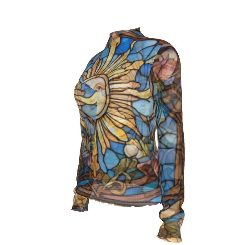 Sun Stained Glass Window Mesh See Thru Top Blouse Second Skin Tight ...