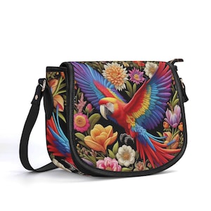 Bolso de piel auténtica de guacamayo, bolso de sillín de piel de grano superior, bolso de mano chinoise, bolso de hombro de lujo de regalo, cartera de pájaro exótico, grulla boho