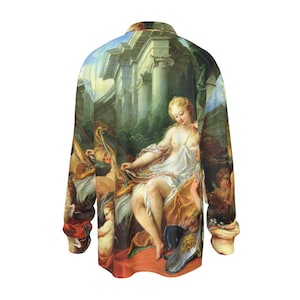 Mans Dress Shirt Couture Baroque Boucher Rinaldo  Gothic Mythology Greek Long Sleeve Imitation Silk Satin Gothic Victorian Baroque Rococo