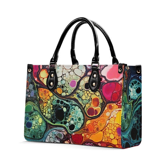 Bolso de mano de piel de lujo con efecto mármol, cartera con asa superior,  bolso de mano de piel auténtica, bolso de hombro de alta costura, diseño