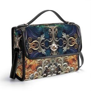 Cartera de piel auténtica barroca, bolso de mano rococó de piel con motivos florales, bolso de hombro de lujo, bolso de mensajero barroco, cartera barroca, bolso de hombro
