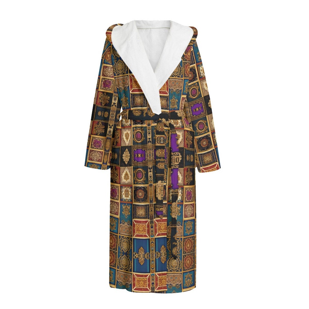 Baroque Hooded Robe, Unisex Robe, Thick Cuddly, Plus Sizes, Gift