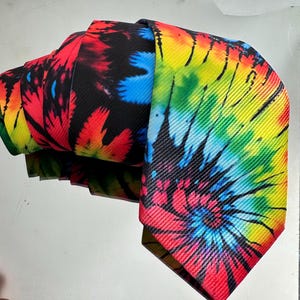 Tie Dye Tie Retro Tied Dyed Man&#39;s Tie Necktie Neckwear Gift for Him, Gift for Dad, Rainbow Club Party Trippy, Unique Gift, Special Gift,