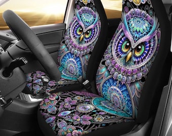 Owl Psychedelic Car Seat Cover Slip Cushion Cushy Dad Vibrant Universal Automotive Gift Front Seats Protector Trippy Dreamcatcher Suv  Truck