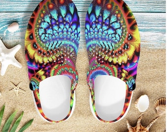 Psychedelic Tie Dye Marble Fractal Clogs Waterproof Shoes Womens Fashion Pool Colorful Trippy Festival Gift Sandals Flip Flops Sustainable