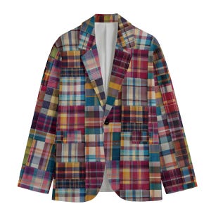 Pink Madras Patchwork Plaid Mens Sports Coat Blazer Suit Jacket Lavender Country Club Preppy Checkerboard Windowpane Tartan Gift Blackwatch