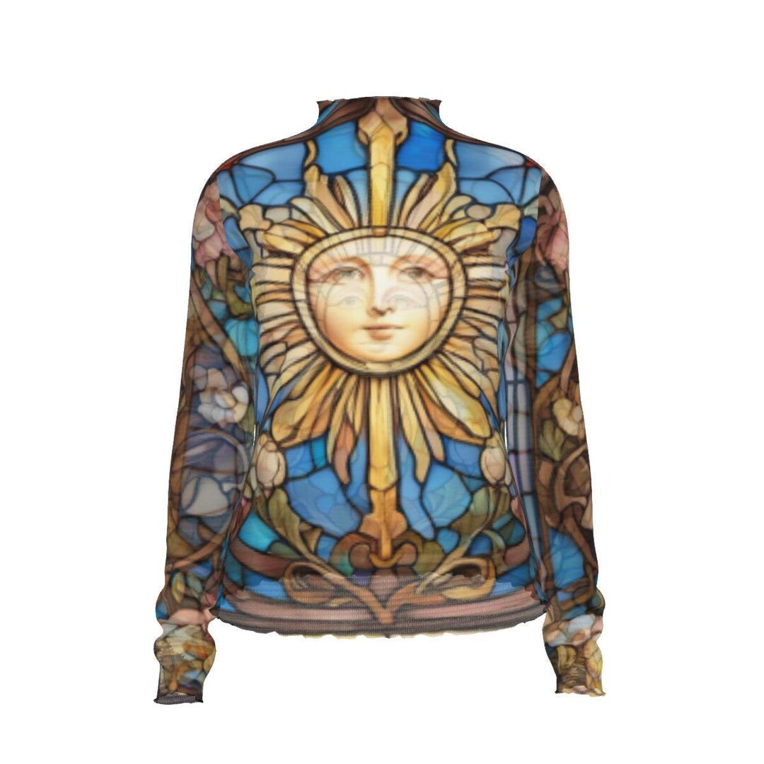 Sun Stained Glass Window Mesh See Thru Top Blouse Second Skin Tight ...