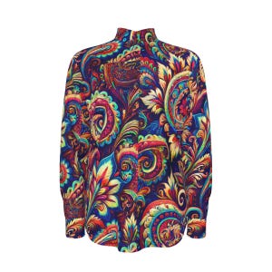 Psychedelic Men’s Paisley Shirt, Bohemian Floral Shirt, Long Sleeve Cotton Shirt, Big Men’s Sizes, Dress Shirt Gift for Him, Casual Oxford.
