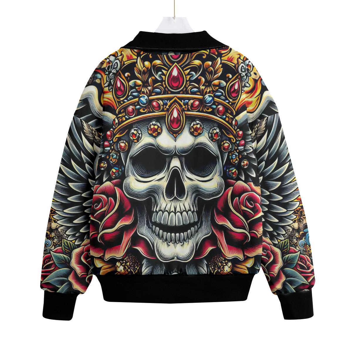 Tattoo Motorcycle Jacket, Skull Bomber Jacket, Biker Quilted Coat 