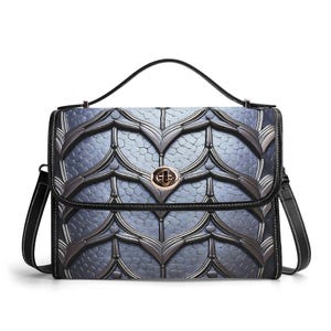 Cartera de cuero genuino con armadura plateada, bolso de mano de cuero futurista, bolso de hombro de gladiador, bolso de mensajero de guerrero, elegante cartera de cyborg