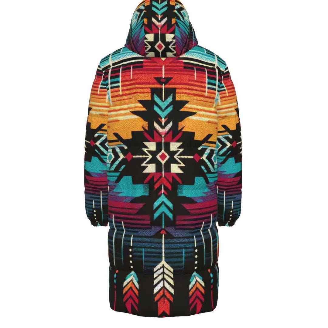 Southwestern Puffer Coat, Aztec Western Puff, Genuine Duck Down Jacket ...