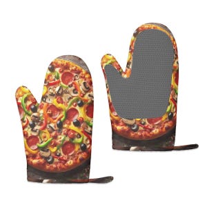 Pizza Gloves Set of 2 Cooking Gloves Silicone Oven Mitts Heat Resistant, Gift for Cook,  Chef Kitsch Housewarming Gift Insulated Pot Holders