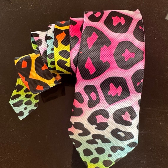 Leopard Print Tie Rainbow Menswear Necktie Neckwear Man's Rainbow