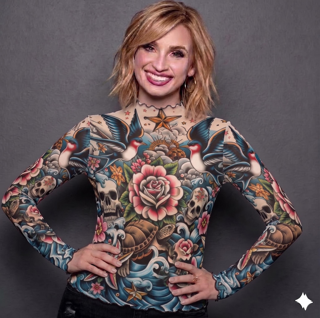 トップス Ameri MEDI FLOWER TATTOO SHEER TOPS Ameri（アメリ）の