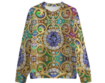 Barokke sieraden edelstenen bezeld 100% alle katoenen sweatshirt S / M / L / XL / 2XL / 3XL / 4XL / 5XL Unisex ronde hals pullover Trippy Victoriaanse Precious