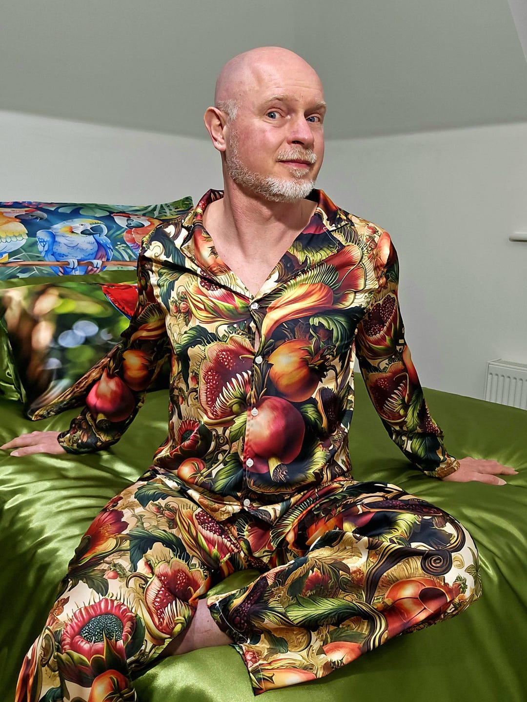 Baroque Pomegranate Venus Fly Trap Mens Satin Pajamas Button Down ...