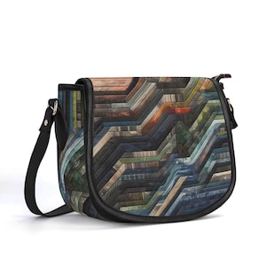 Bolso de piel auténtica estilo boho, bolso de mano de piel de grano superior, bolso llamativo, regalo para ella, bolso de hombro de lujo silencioso, verde bosque, patchwork