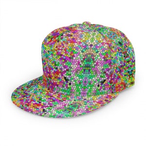 Psychedelic Trippy Stained Glass Baseball Cap Trucker Hip Hop Rave Dj MC Hat Unisex Adjustable SnapBack Digital Purple Pink Pastel Festival