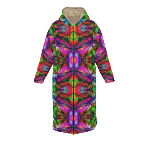 Psychedelic Puffy Furry Puffer Jacket Tie Dye Long Fleece shops Zip Up Unisex Coat Windbreaker Quilted Men Woman Hip Hop Streetwear Urban Cozy