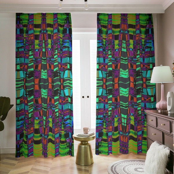 Psychedelic Op Art Blackout Curtains Black Out Bedroom Optical Illusion Living Room Darkening Drapes Opaque Trippy Geometric Abstract Dorm