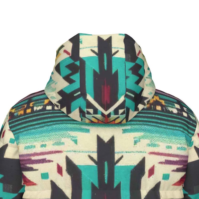 Southwestern Puffer Coat, Aztec Western Puff, Genuine Duck Down Jacket ...