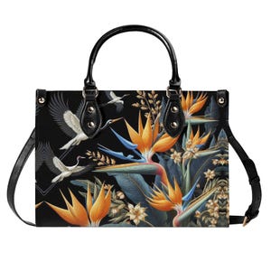 Bolso de mano de cuero de lujo Bird of Paradise, cartera con asa superior, bolso de mano de grano superior, bolso de mano de cuero genuino, bolso de hombro de alta costura, Crane Boho