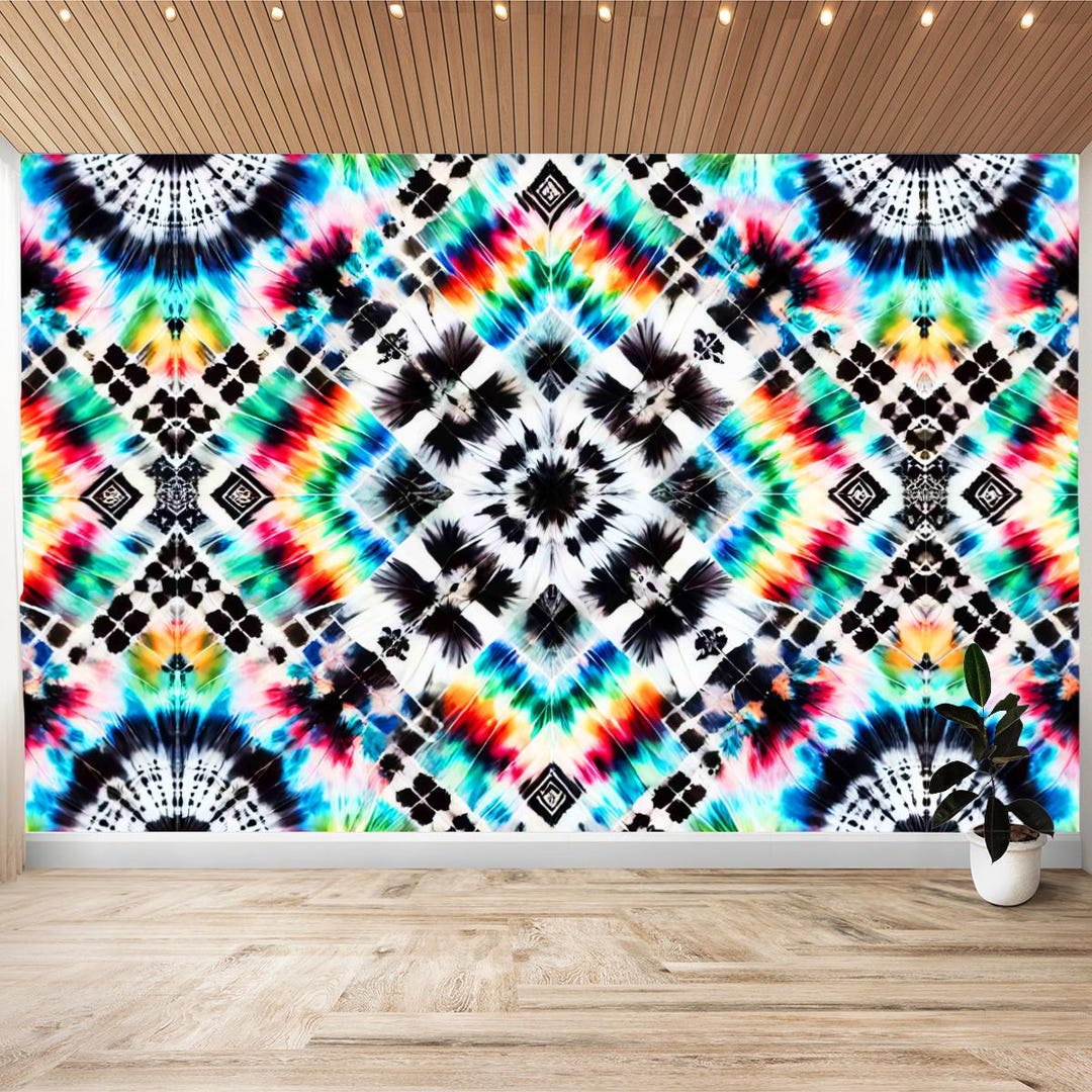 Turquoise Tie Dye Wallpaper Peel and Stick, Vinyl Wall Mural, DIY Home ...