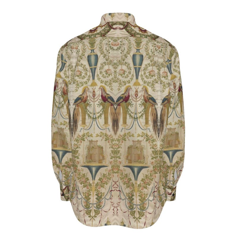 The Pheasants from the Verdures of the Vatican Tapestry Cotton Shirt Mens Oxford Victorian Long Sleeve Jean Démosthène Dugourc Cottagecore image 3
