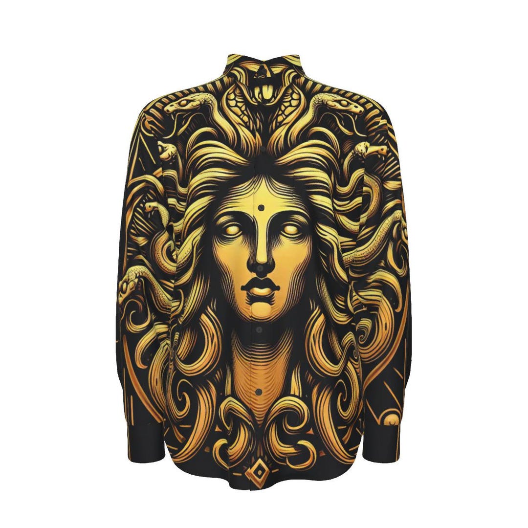 Medusa Mens Dress Shirt, Cotton Button Down, Gift for Man