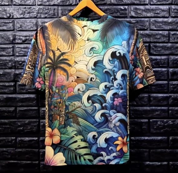 ティキマスク コットン ハワイアンシャツ サーファーギフト