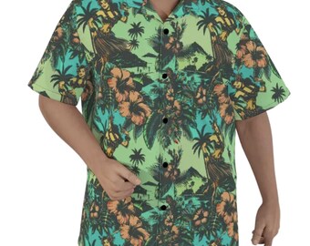 Chemise Hawaïenne Homme Fashion à Palmier à Rayure Grande Taille une