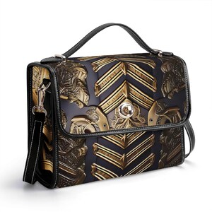 Cartera de cuero genuino barroco, cartera de cuero con armadura medieval, bolso de mano Steampunk, bolso de hombro de lujo, cartera de gladiador, armadura dorada