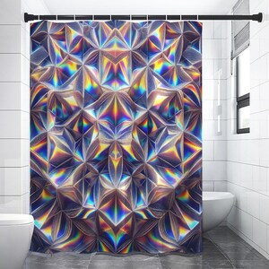 Psychodeliczna mozaika, zasłona prysznicowa, dekoracja domu, kolorowa, współczesna tkanina, gruba, wodoodporna, kąpielowa, tęczowa, psychodeliczna, holograficzna