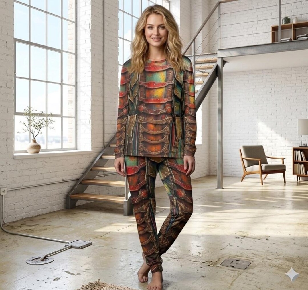 Dystopian Viking Armor Cotton Pajamas, Gladiator Warrior Pjs Loungewear ...