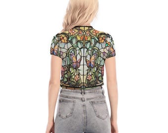 Stained Glass Fairy Mesh Shirt, Short Sleeve Tattoo Skin