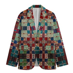 Green Madras Geometric Plaid Mens Sports Coat Blazer Suit Jacket Red Country Club Preppy Patchwork Tartan Gift Blackwatch Argyle Abstract