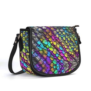 Bolso de piel auténtica de serpiente, bolso de mano de piel de grano superior, bolso llamativo, regalo para ella, bolso de hombro de lujo silencioso, serpiente psicodélica