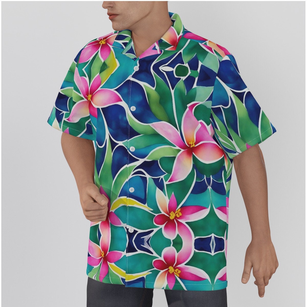 Light Pink Hibiscus Print Aloha Shirt | Pink Men's Shirt