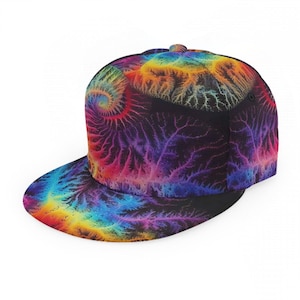Spiral Tie Dye Cap Psychedelic Trucker Hat Trippy Baseball Hip Hop Rave Dj MC Unisex Adjustable SnapBack Gift Hippie Fractal Festival Neon